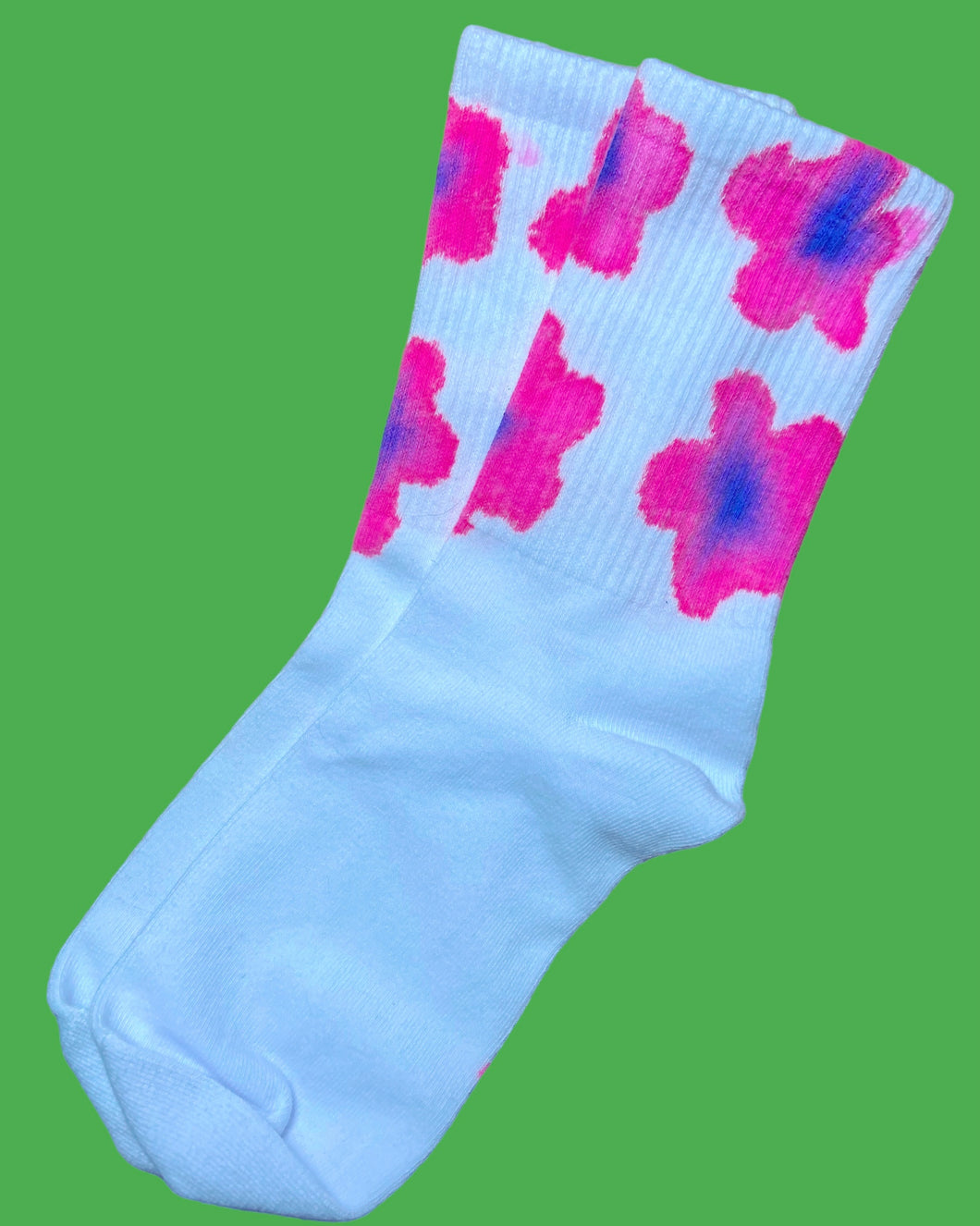 Hand painted pink floral socks
