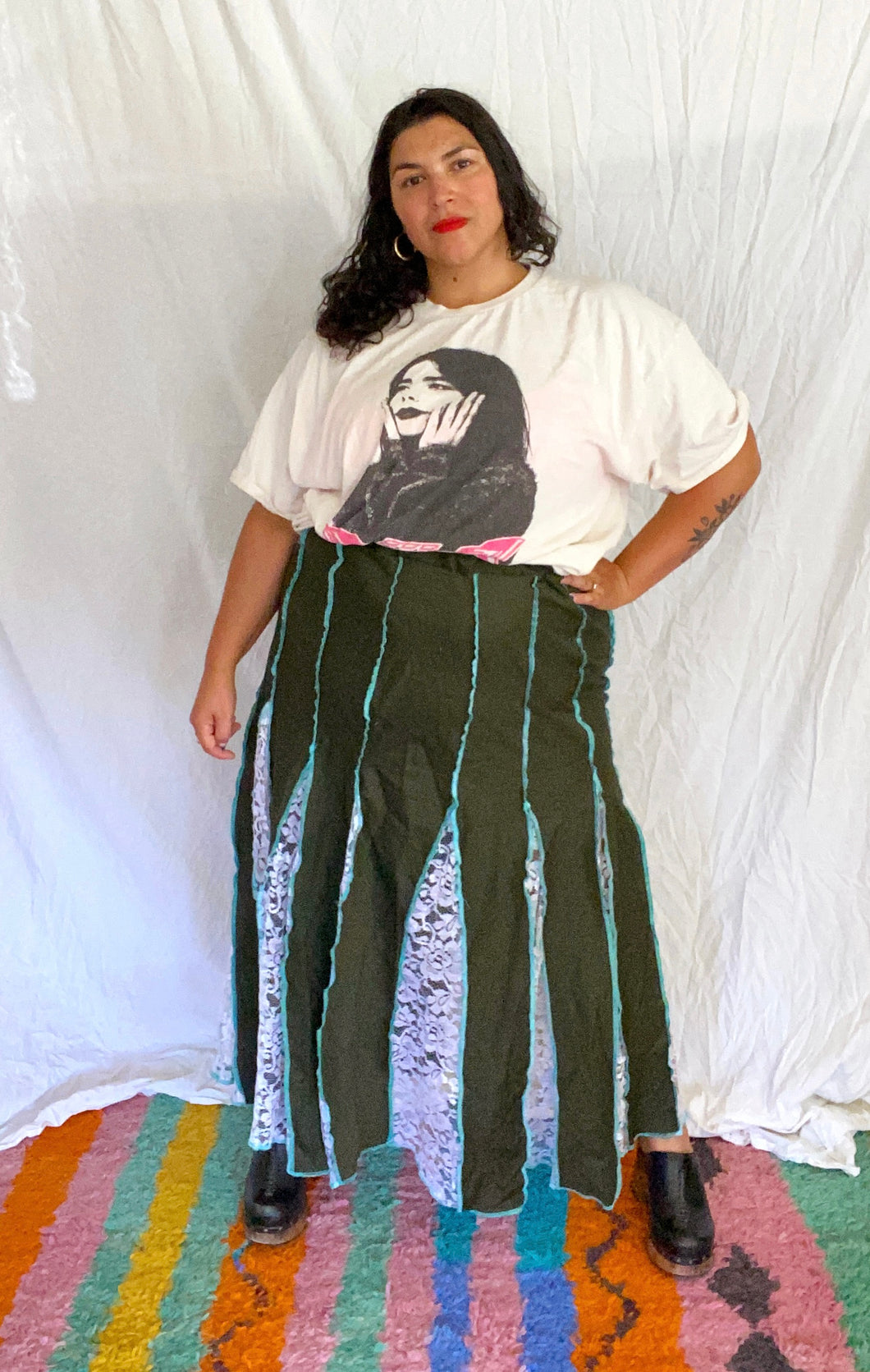 Lace Panel Maxi Skirt 1X/2X