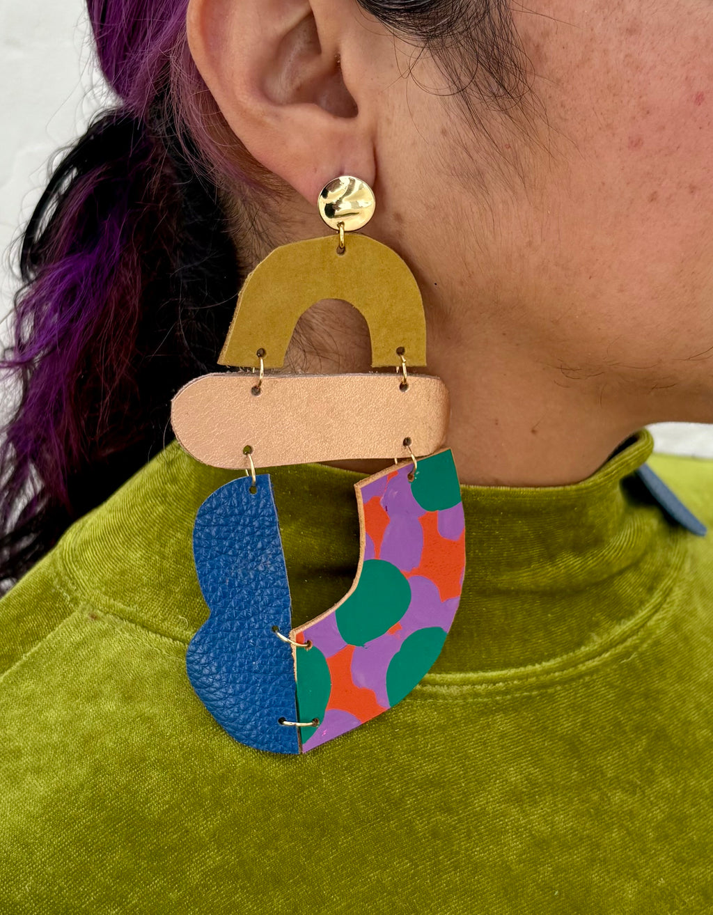 Leather Collage Earrings