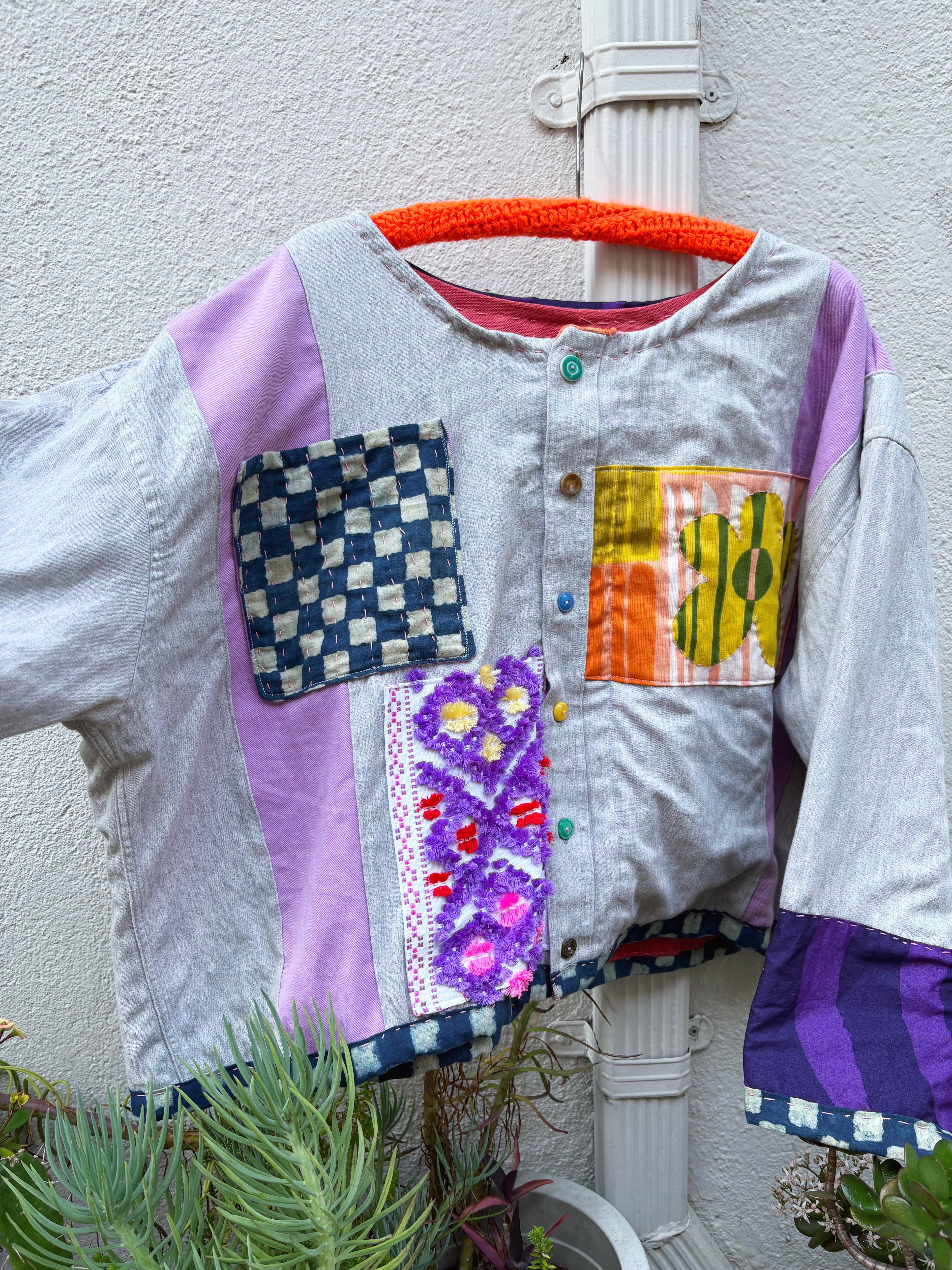 Upcycled Embellished Button Up Jacket XL-3X