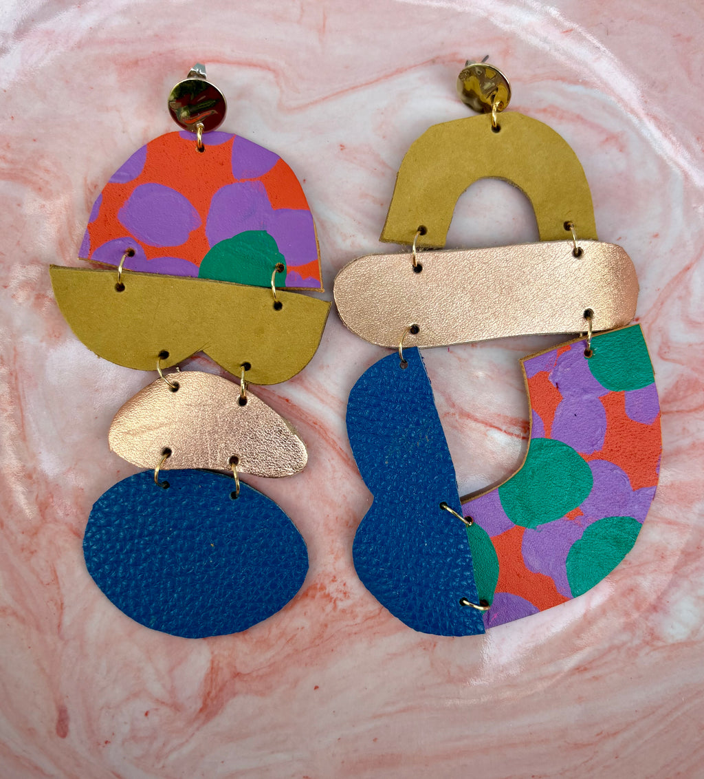 Leather Collage Earrings