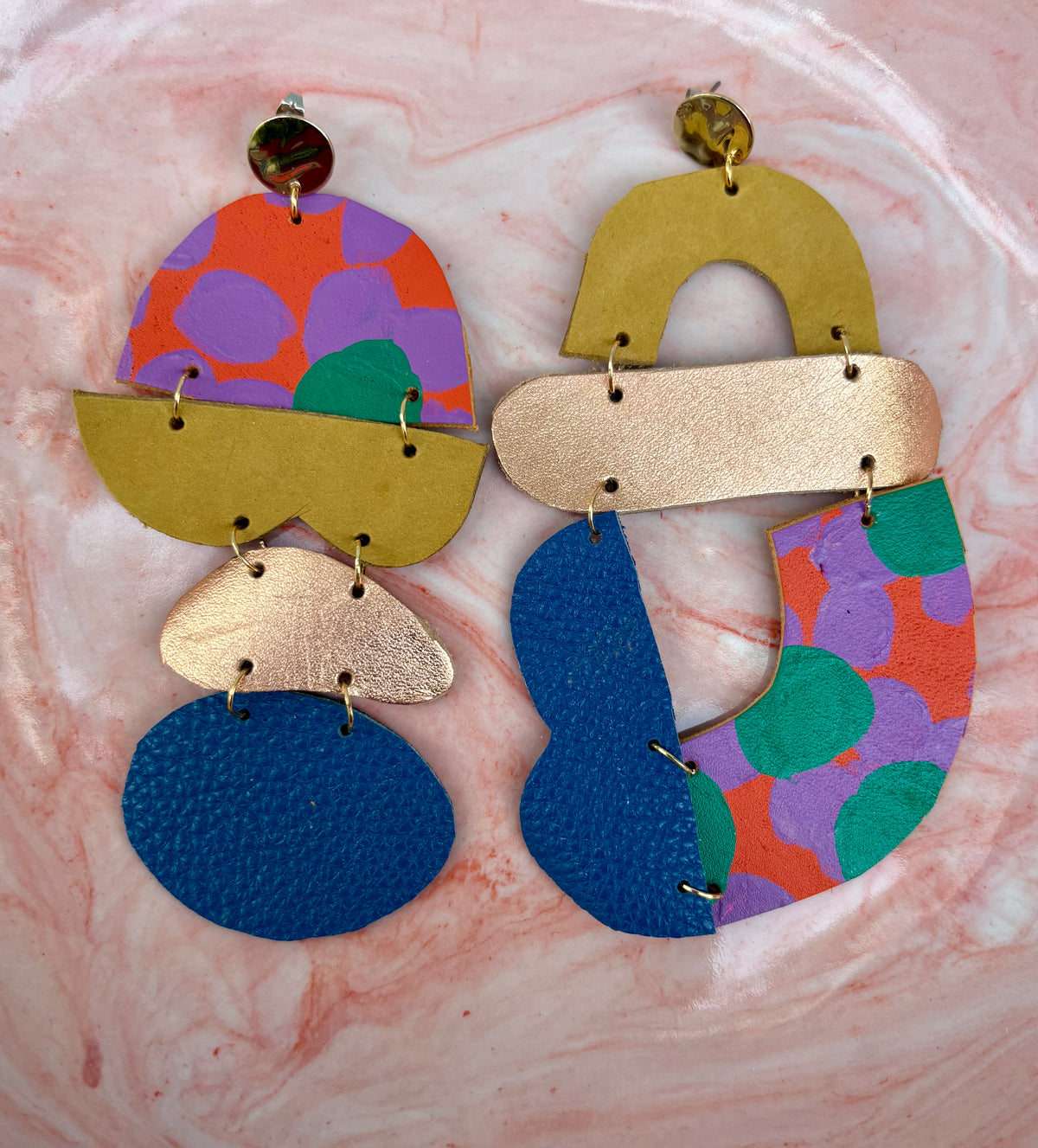 Leather Collage Earrings