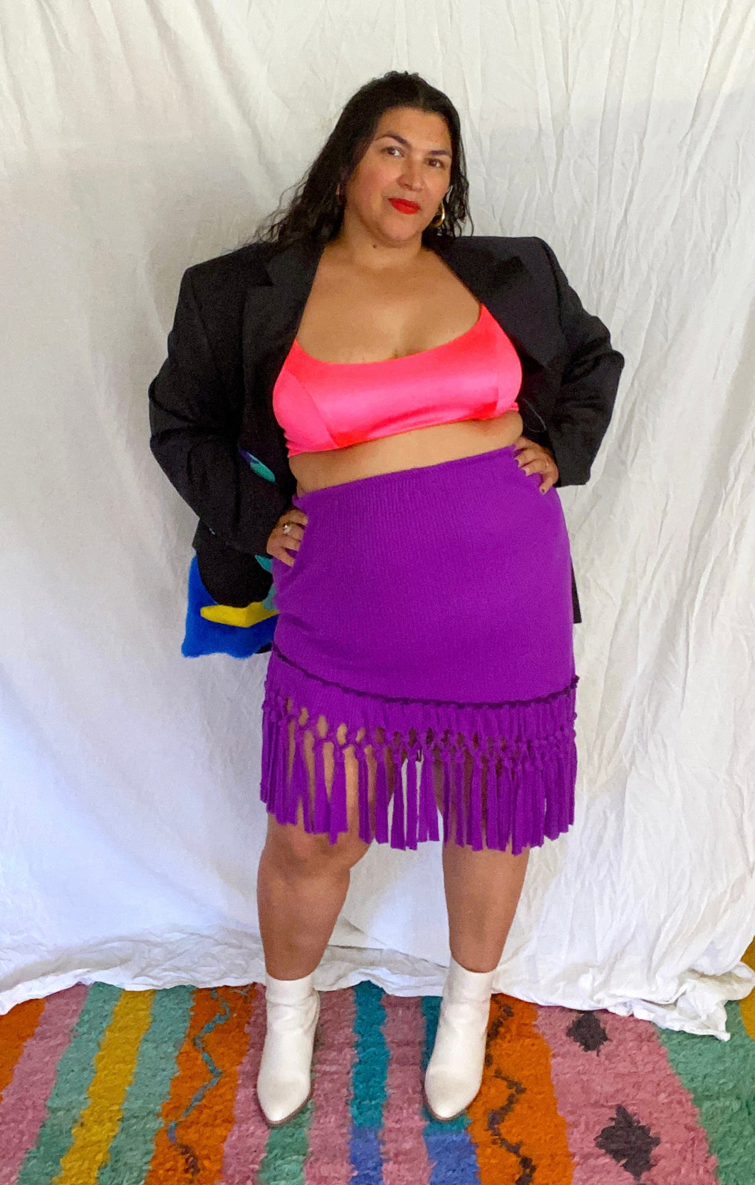 80’s Purple Fringe Skirt Large-1X
