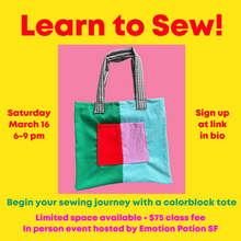 Load image into Gallery viewer, Learn to Sew a Tote Saturday 3/16

