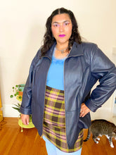 Load image into Gallery viewer, Navy Blue Leather Jacket 2X/3X
