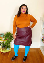 Load image into Gallery viewer, Burgundy Leather Midi Skirt size 18/20
