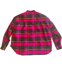 Load image into Gallery viewer, Hot Pink Silk Tartan Blouse 1X/2X
