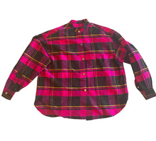 Load image into Gallery viewer, Hot Pink Silk Tartan Blouse 1X/2X

