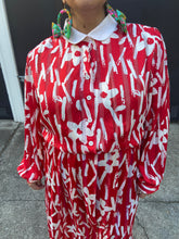Load image into Gallery viewer, Red Sheer Floral Dress 2X-3X
