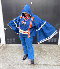 Load image into Gallery viewer, Cottage Core Wizard Denim Hoodie 64” Chest
